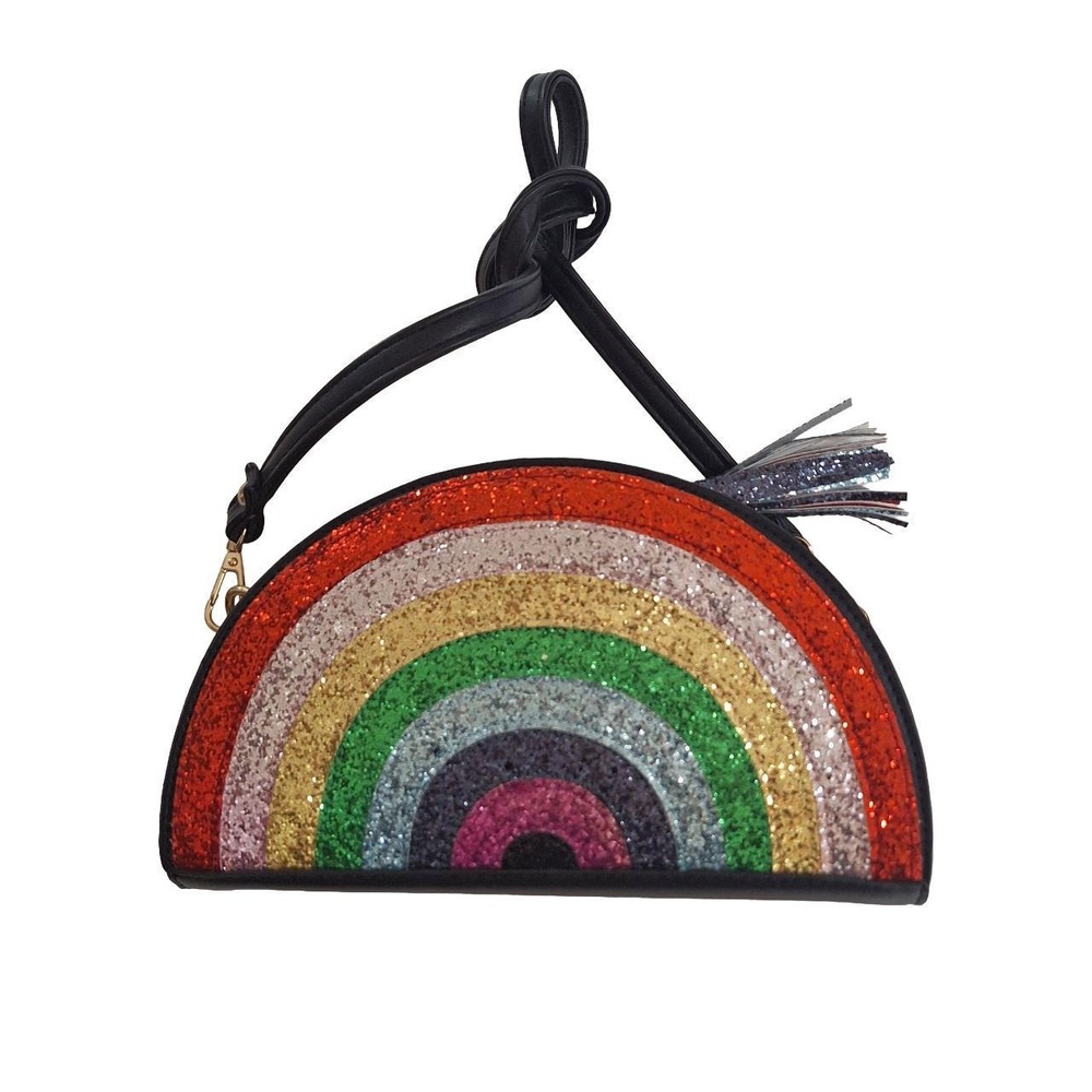 Forever 21 Rainbow Glitter Half Moon Crossbody Bag